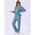 thumbnail image 2 of DARING DIVA Ribbed Knit Pajama 2 Piece Long Sleeve Top Pants Sleepwear M Royal Blue, 2 of 6