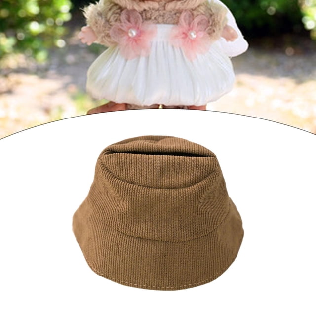 Sombrero de peluche para muñeca de 17 cm, sombrero de cubo, accesorio para hacer tú mismo, accesorios de fotos portátiles, tocado premium, accesorios Marrón
