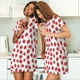 thumbnail image 4 of Fotbe Cartoon Strawberry Bata de Dormir para Mujer con Estampado, Camisón de Algodón de Manga Corta, Ropa de Dormir Casual, 4 of 6
