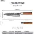 thumbnail image 6 of Qulajoy Chef Knife 8 Inch - Hammered Japanese Kitchen Knife 9cr18mov Mirror Polishing Hand Forged Blade - Ergonomic Olivewood Handle with Sheath, 6 of 6