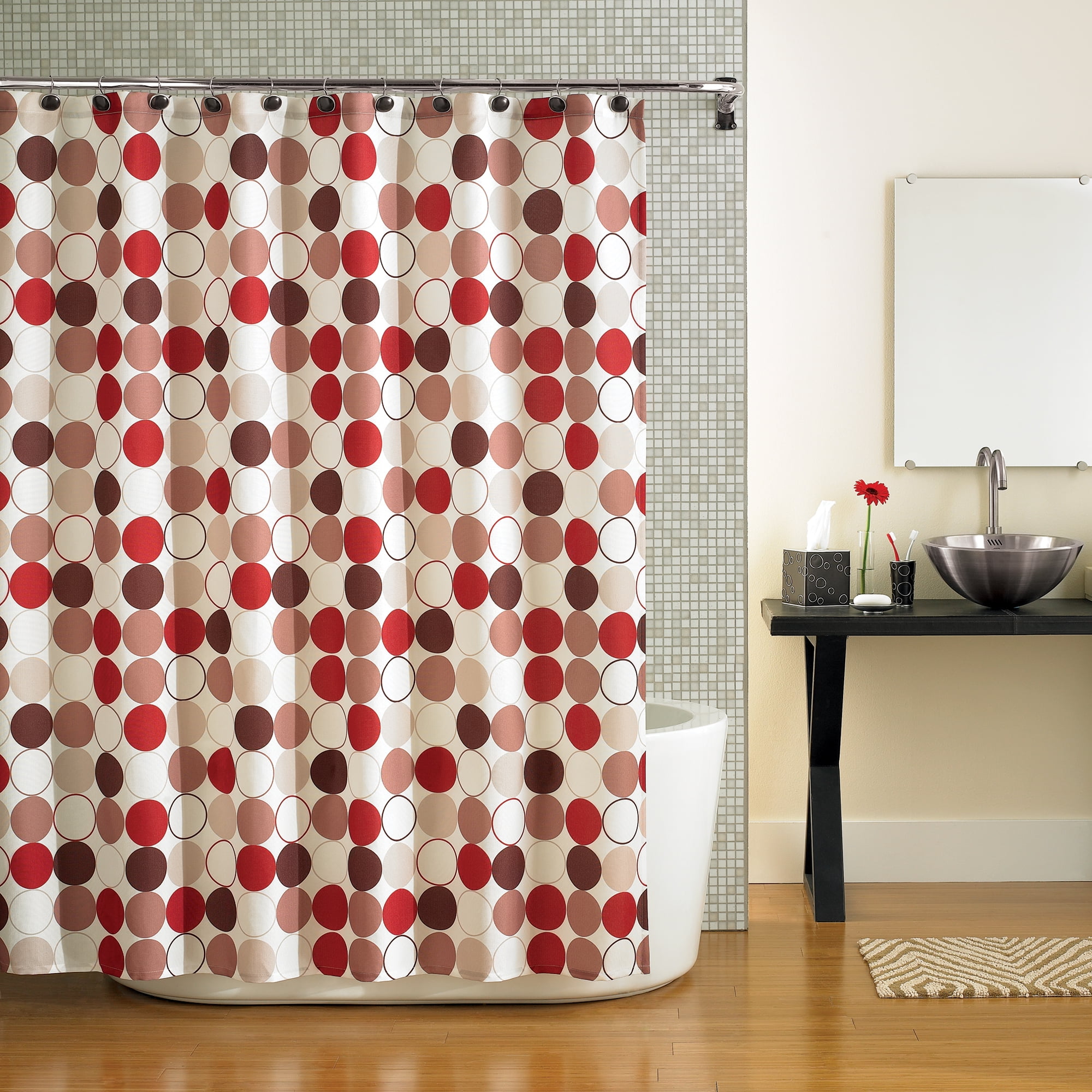 Mainstays Hometrends Cirque Red Shower Curtain Mainstays Hometrends Cirque Red Shower Curtain
