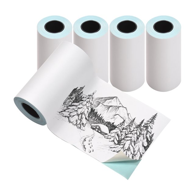 5 Rolls 57x30mm Self-Adhesive Direct Thermal Paper White Printable Sticker Paper BPA-Free Waterproof Oil-proof Friction-proof