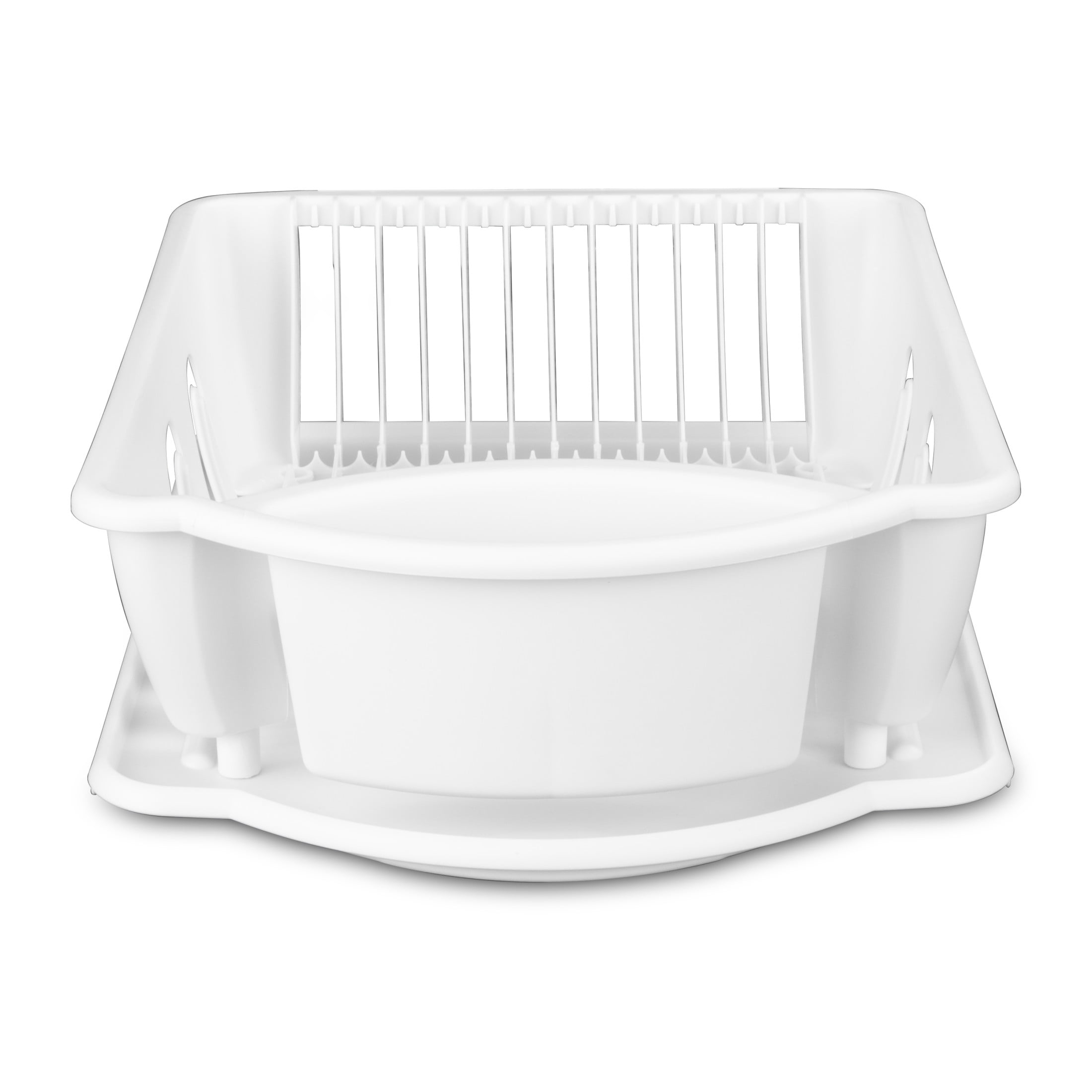 Large 2-Piece Dish Rack Drainer Set – White – 18.74 X 13.74 X 5.51 Inches – Tabletop Sink Mount
