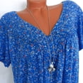 thumbnail image 4 of Plus Size Blouse for Women Fashion Casual Solid Color Printing V-Neck Short Sleeve Ruched Tunic Tee Summer Camisas De Mujer T-Shirt Tops, 4 of 5