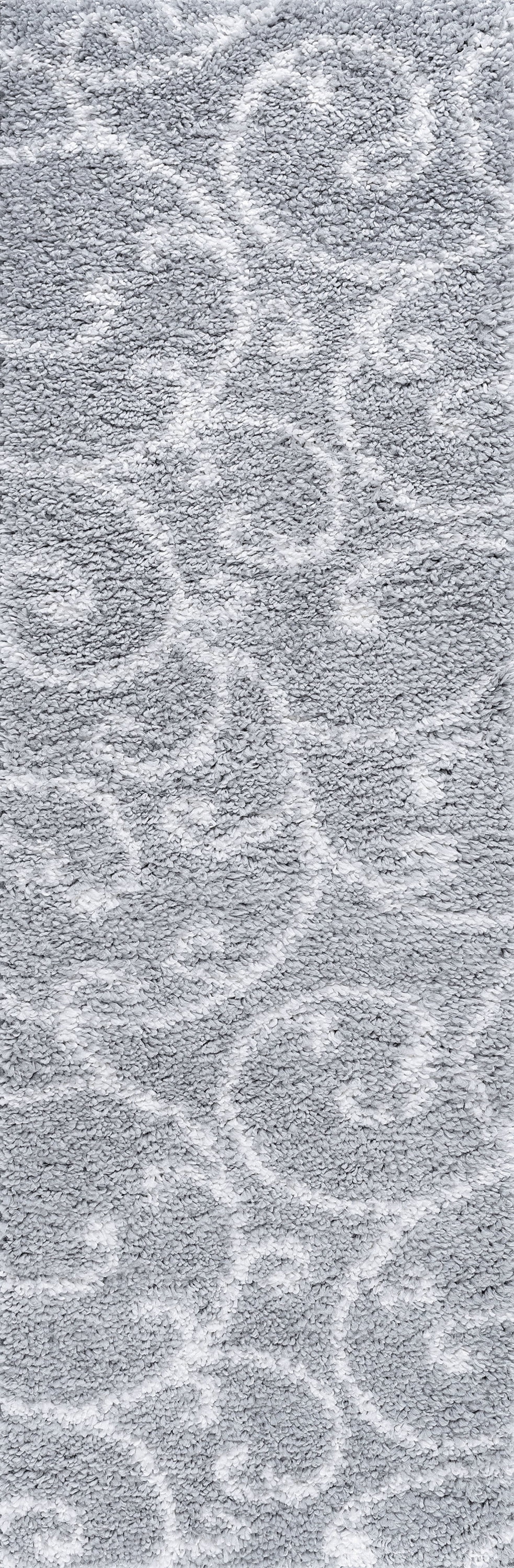 Bliss Rugs Transitional Floral 2'3'' x 7'3'' Silver and White Polypropylene Indoor Runner Rug, 2'3'' x 7'3''