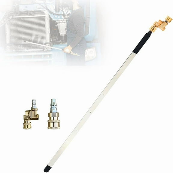 39pro Radiator Cleaning Wand Kit–Radiator Cleaner Tool with 5 Spray Nozzles Detachable Scrub Brush & Dual Adapters (Water/Air), On-Off Valve for Car AC, HVAC, Heavy Equipment Cleaning, Max 4500PSI