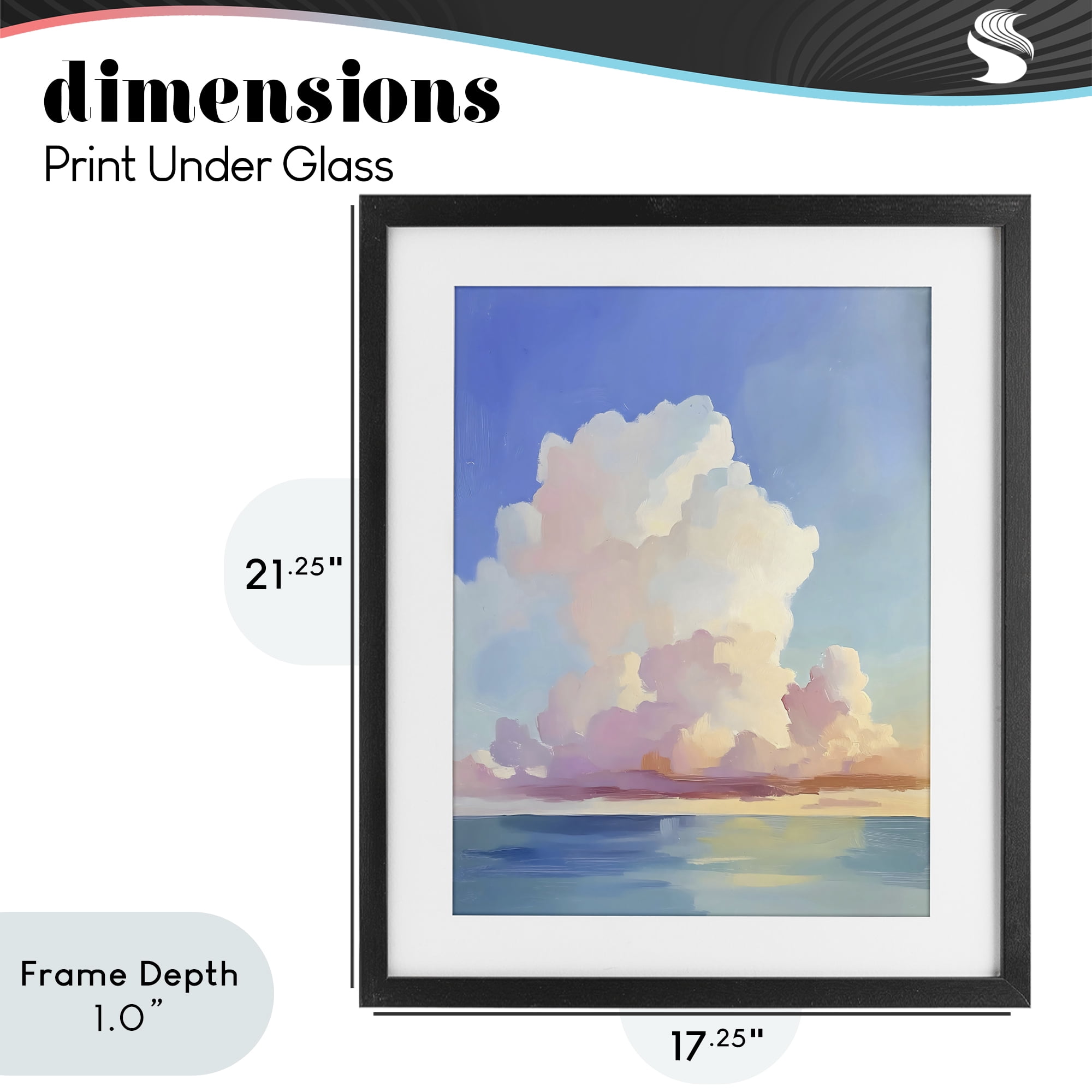 Stupell Industries Dreamy Pastel Clouds over Sea Black Framed Print Under Glass, design by The Prints Vibe