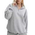 thumbnail image 2 of LMLYSoH Women Shorts Set, Long Sleeve Stand Collar Zipped Sweatshirt with Shorts Activewear Fall Outfit, 2 of 5