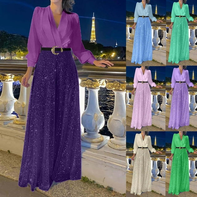 Sentmoon Spring Jumpsuits for Women Summer Outfits Women Long Sleeve V Neck Solid Color with Zipper Regular Fit Plus Size Rompers for Going out and Concert