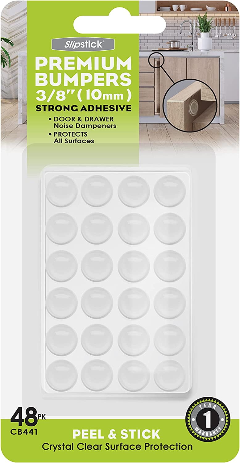 Slipstick Premium Door Bumpers 3/8” Round Clear Adhesive Pads