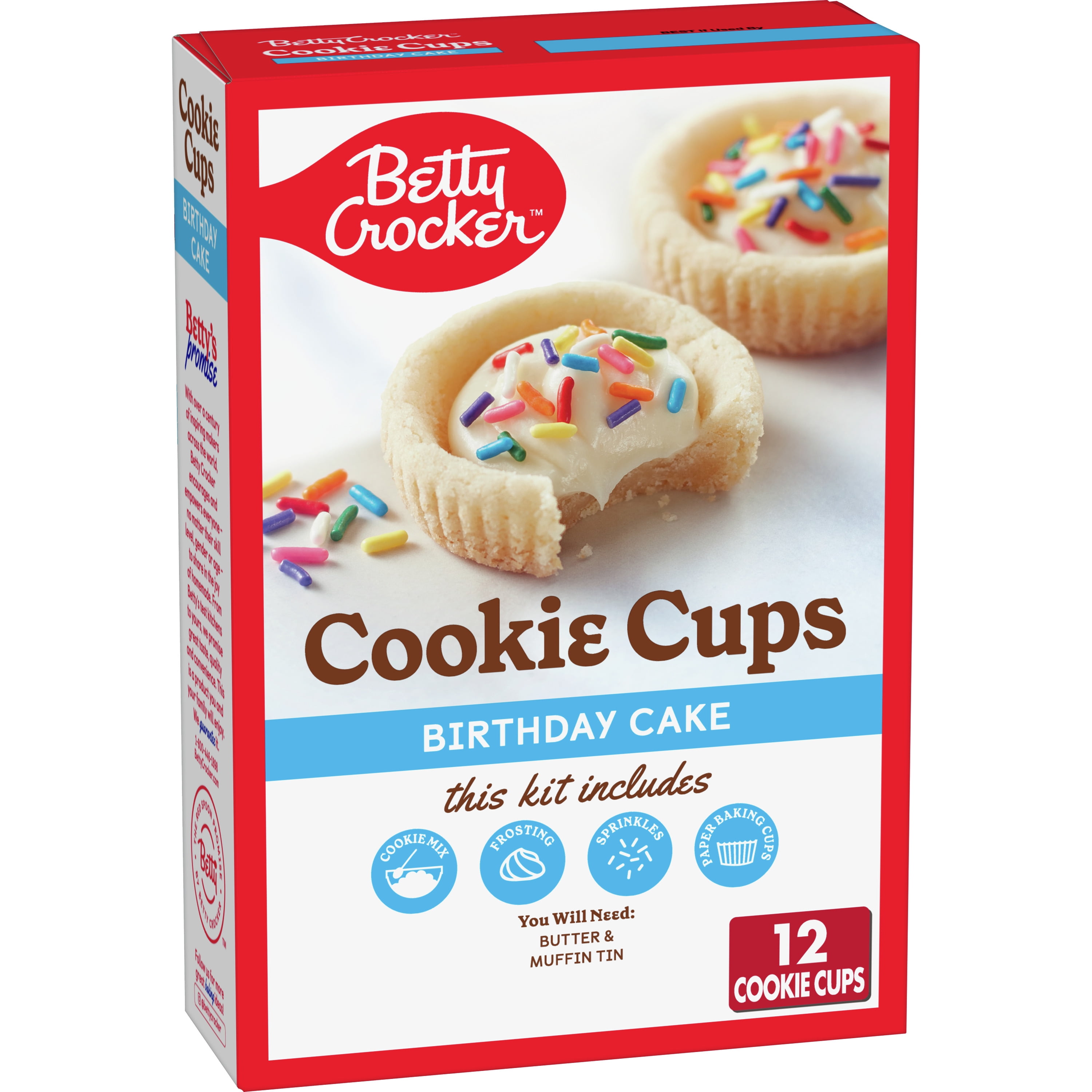 Betty Crocker Ready to Bake Birthday Cake Cookie Cups, 14.1 oz