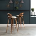 thumbnail image 6 of OFM 161 Collection Mid Century Modern 30" Low Back Bentwood Frame Swivel Seat Stool with Vinyl Back and Seat Cushion, in Walnut/Ivory (161-WV30C-IVY), 6 of 19