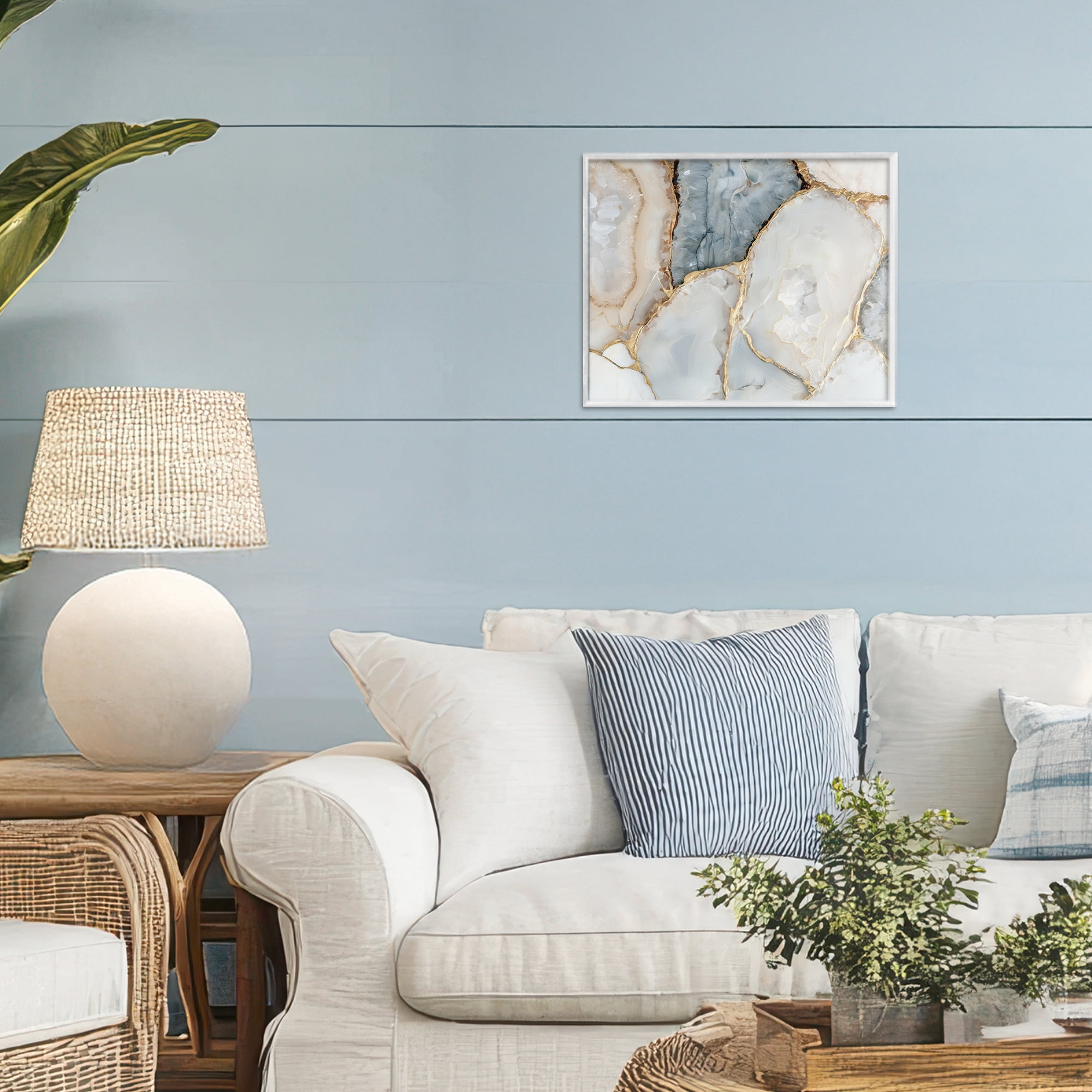 Stupell Industries Golden Vein Quartz White Framed Giclee Art, design by Svetlana Aleynikova