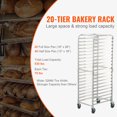 thumbnail image 4 of KFFKFF 20-Tier Commercial Bun Pan Rack Kitchen Aluminum Baking Racks Brake on Wheel 26"L x 20.4"W x 70"H, 4 of 8