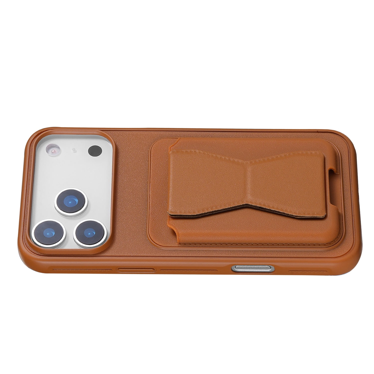 Magnetic Leather Wallet Stand Case Designed for iPhone 17 Pro - Brown