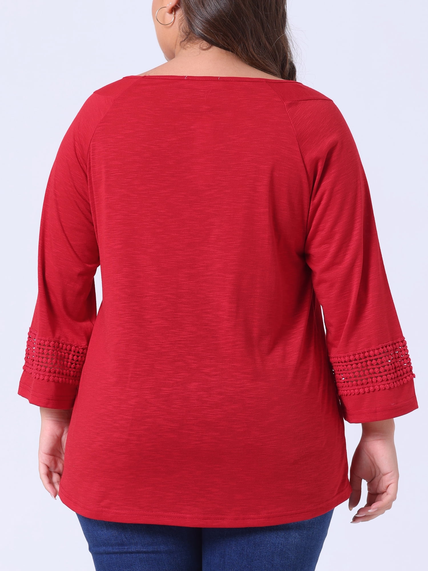 DARING DIVA Women's Plus Size Winter Kimono Long Sleeve Casual Top 3X Red