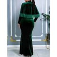 thumbnail image 4 of Women'S Elegant Velvet Dress Set with Tassel Shawl for Evening Events Dark Green M, 4 of 9