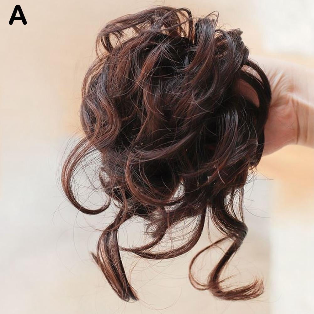 Synthetic Messy Bun Hairpieces Curly Wavy Wig Chignon with Rubber Hair