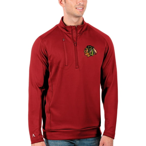 Men's Antigua Red Chicago Blackhawks Generation Quarter-Zip Pullover Jacket