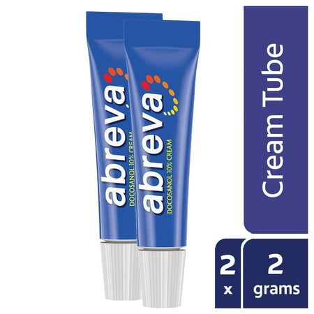 Abreva Docosanol 10% Cream Tube, FDA Approved Treatment for Cold Sore/Fever Blister, 4 grams Twinpack (two 2gram (Best Treatment For Sore Legs)