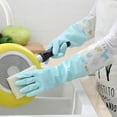 thumbnail image 3 of Eguiwyn Kitchen Hand Protection Products Rubber Cleaning Gloves with Lining Household Thickening Pwaterproof Kitchen Dish Washing Latex Glove F, 3 of 7