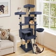 thumbnail image 4 of Costway 65" Tall Multi-level Cat Tree with 3 Upholstered Top Perch 2 Cat Condos Cat Basket Dark Gray, 4 of 10