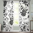thumbnail image 5 of Black And White Flowers Tulle Curtains for Living Room Bedroom Modern Chiffon Sheer Kitchen Curtains, 5 of 7