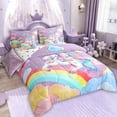 thumbnail image 4 of Manfei Teens Unicorn Bed in a Bag Full size, Rainbow Galaxy Bed Set, Cartoon Theme Reversible Bedding Full Size, Ultra Soft Room Decorative, 7-Piece, 4 of 9