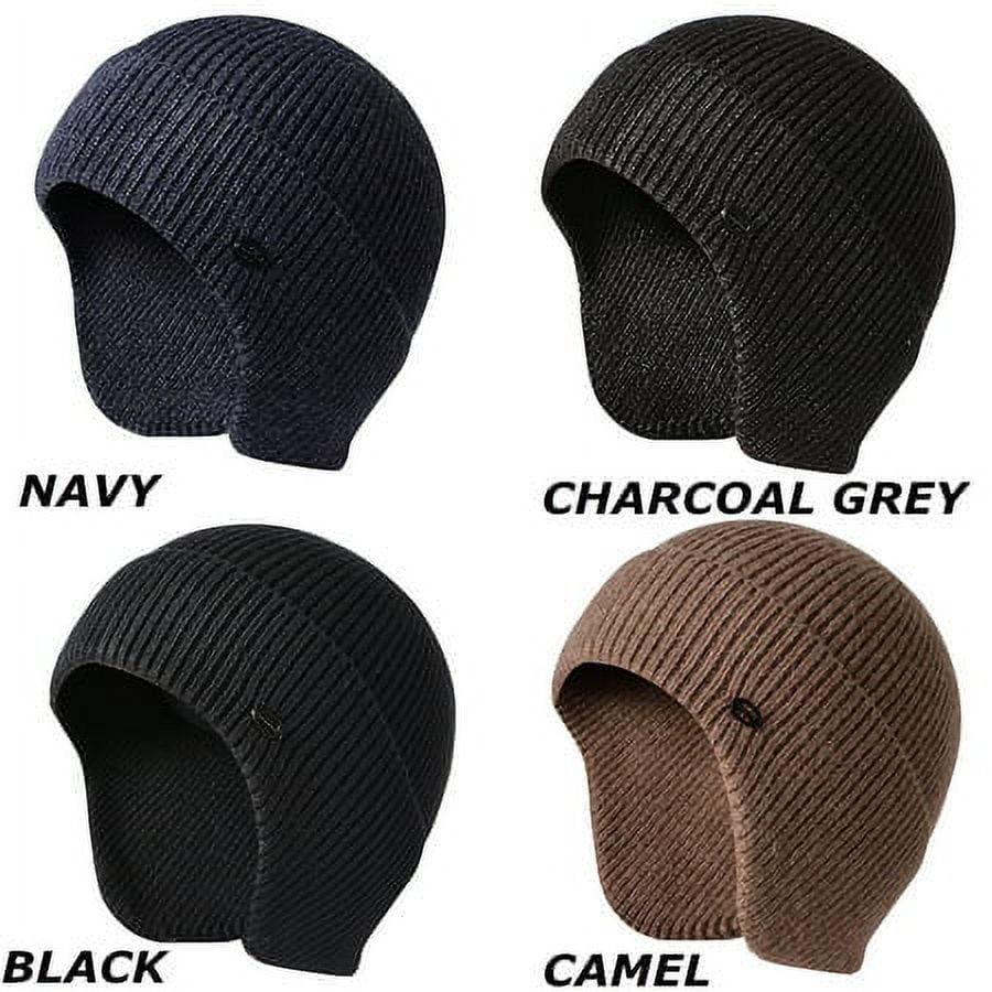 帽子 AEAE EARFLAP BEANIE [CHARCOAL] HESHENG Mens Slouchy Beanie Hats Fold-able Knit Skull Caps