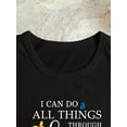 thumbnail image 3 of Women's Inspirational Quote T-Shirt, Cotton Blend, Casual Crew Neck, Alphabet & Butterfly Applique Design, Knitted Fabric, Regular Length Summer Top, 3 of 5