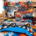 thumbnail image 5 of Meiyoeat Cartoon Racing Car 7-Piece Twin Bedding for Boys,Race Track Art Bedding Comforter Set,Blue Red,Black Reversible, 5 of 6