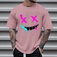 thumbnail image 2 of FINALGANG Mens Short Sleeve TShirts With Fashion Casual Smile Graphic Crewneck Loose Fit Tees For Streetwear Daily Casual Wear Pink XXXL, 2 of 4