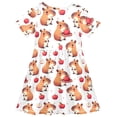 thumbnail image 4 of joogoo Capybara Red Apples Girls' Short Sleeve Dress Kids Dresses 7-8T, 4 of 8