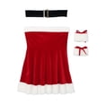 thumbnail image 4 of TiaoBug Womens Christmas Holiday Santa Costume Velvet Tube Dress Strapless Flare A Line Party Dress Red S, 4 of 7
