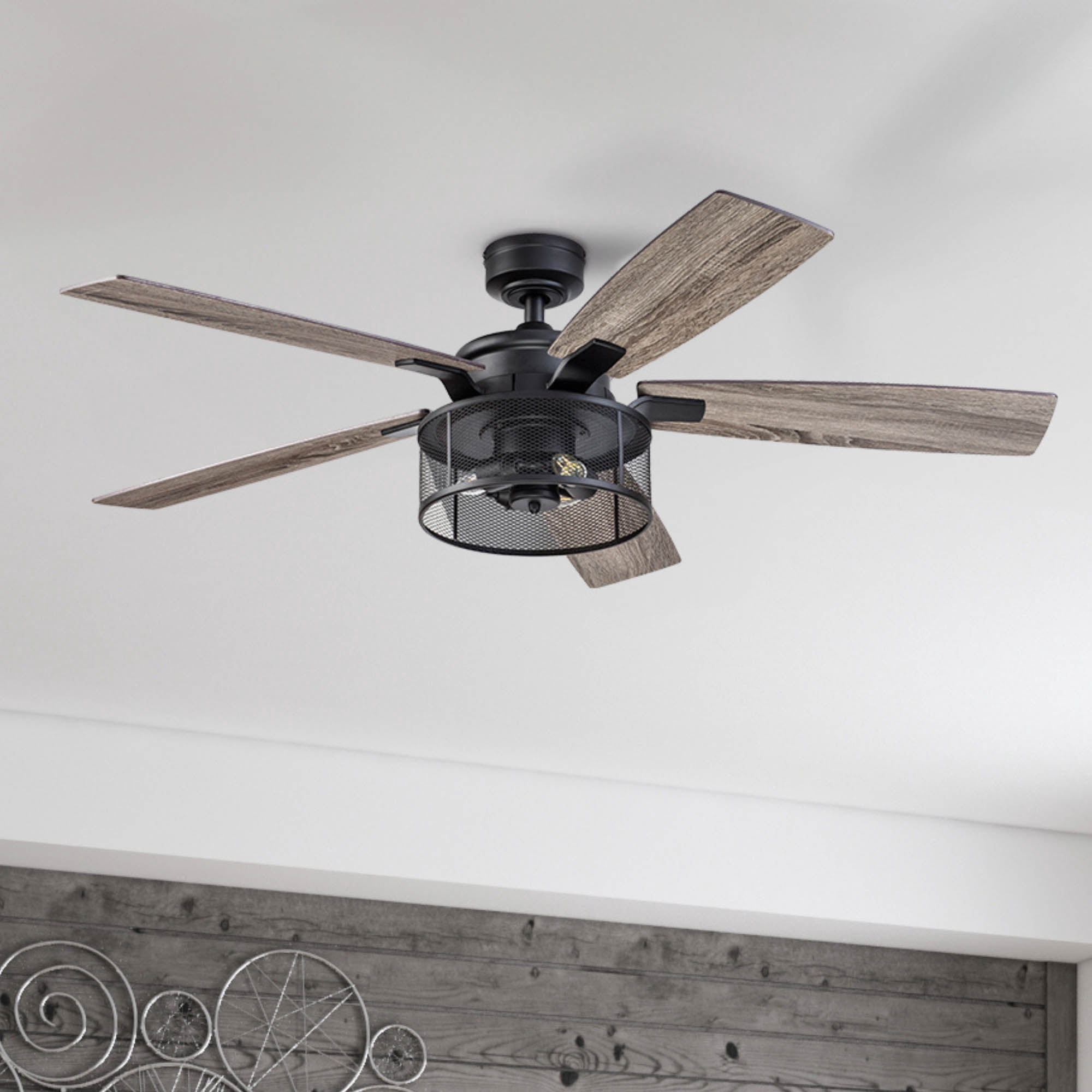Honeywell Carnegie 52" Matte Black Ceiling Fan with Lights and Remote Control