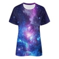 thumbnail image 4 of Womens Graphic Tees Short Sleeve Summer Tops Starry Sky Universe Print Crew Neck Workout Shirts Casual Loose Fit T-Shirt Tops, 4 of 4