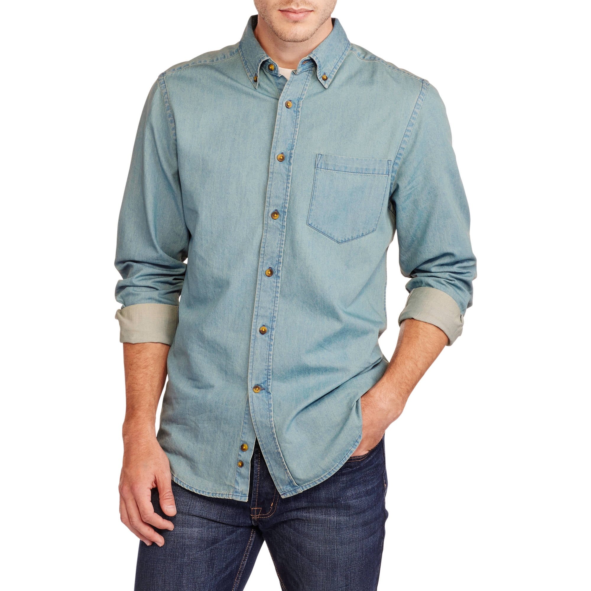faded glory men's denim shirt