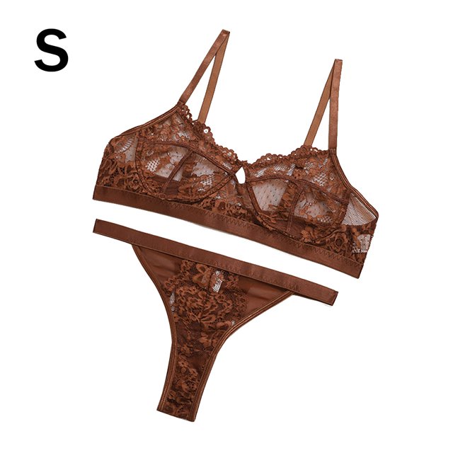 Encaje sexy conjunto de ropa interior sujetador ropa interior regalo para mujer, color café, S 2 piezas Advancent XX000054-14