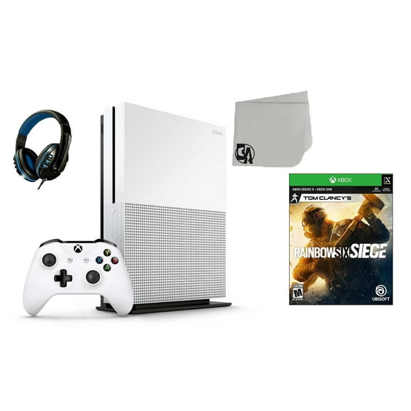 Pre-Owned Microsoft Xbox One S 500GB Gaming Console White with Tom Clancy's Rainbow Six Siege BOLT AXTION Bundle