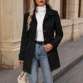 thumbnail image 7 of Edvintorg Womens Trench Coat Solid Color Long Sleeve Loose Long Jacket Turndown Collar Casual Button Down Outerwear with Pocket Woman Clothes Black S-2XL, 7 of 7