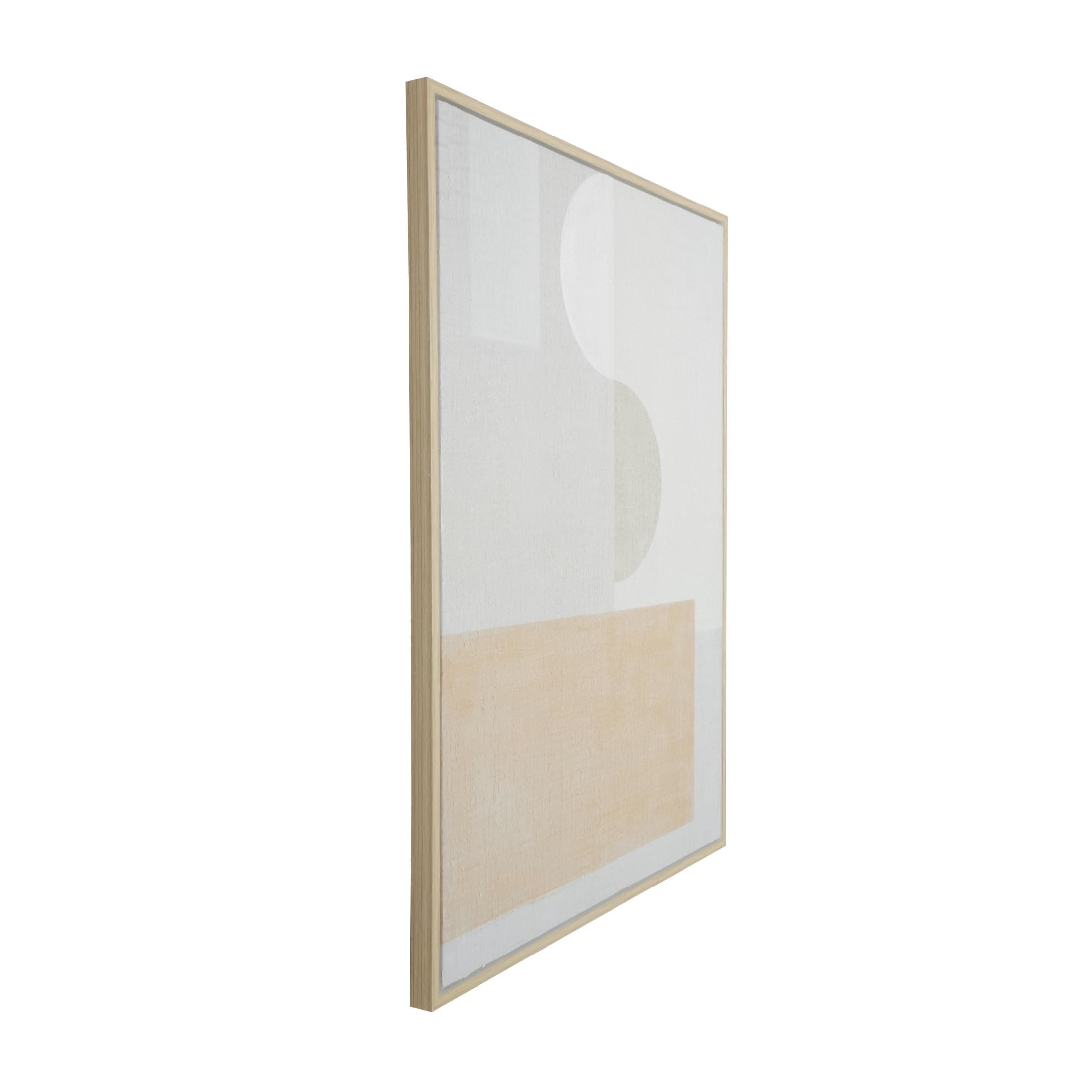 36" x 47" Mid Century Modern Shape Geometric Framed Wall Art with Pink and Sage Accents, by DecMode