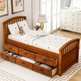 thumbnail image 3 of Tcbosik Twin Size Modern Storage Platform Bed with 6 Drawers, Walnut, 3 of 10