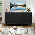 thumbnail image 5 of Wirrytor Sideboard Storage Cabinet with Doors and Shelves, Buffet Cabinet with Storage, Credenza Storage Cabinet for Kitchen, Wooden Fluted Cabinet, Under TV Cabinet with Storage,Black, 5 of 11