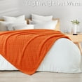 thumbnail image 5 of Whale Flotilla Fuzzy Fleece Throw Blanket for Couch, Bed, Soft Fluffy Jacquard Waffle Blankets for All Season, Lightweight and Warm, 50x60 Inch, Burnt Orange, 5 of 9