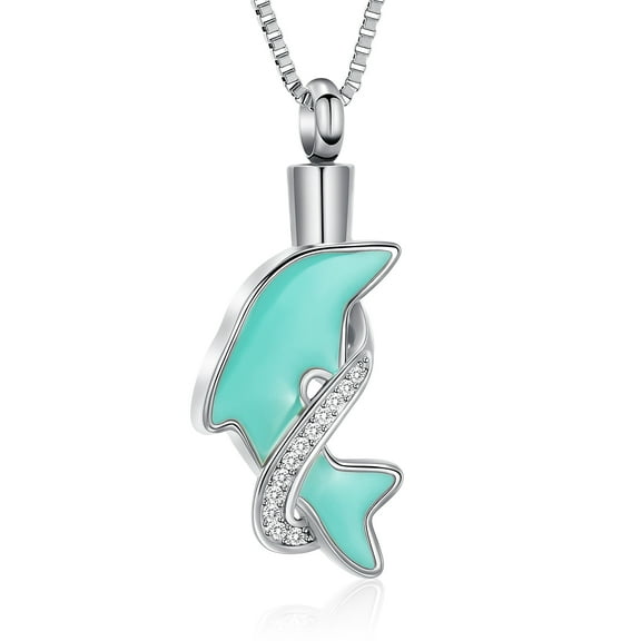Dolphin Gifts for Women Dolphin Urn Necklaces for Ashes Cremation Jewelry for Ashes Urns for Human Ashes Pendant Necklace with Funnel Filler Kit