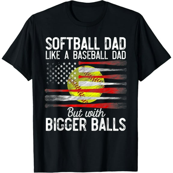 Vintage Softball Dad Like A Baseball Dad Us Flag Fathers Day T-Shirt Unisex S-5XL Hot Trending Shirt, Vintage Birthday Gift
