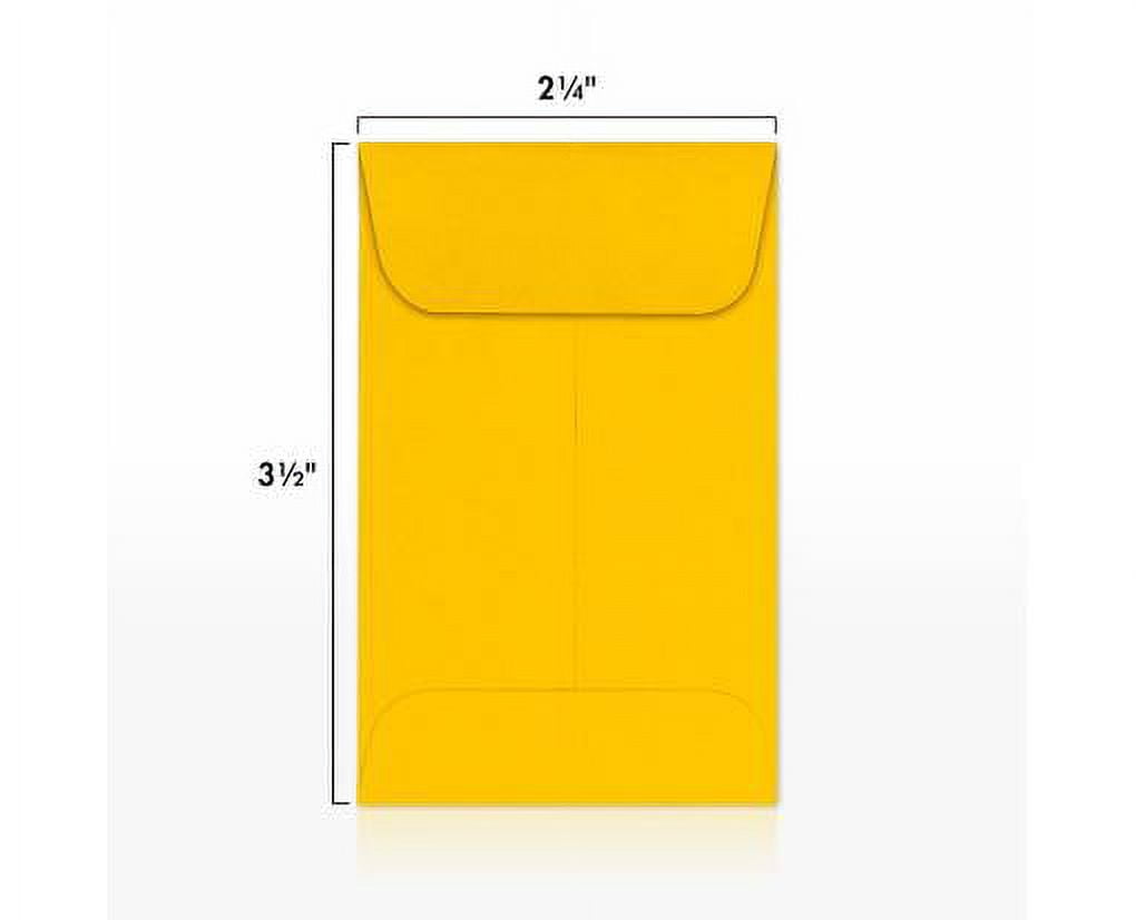 LUXPaper #1 Coin Envelopes w/ Moistenable Glue, Sunflower Yellow, 2 1/4in x 3 1/2in, 80lb, 1000/Pack