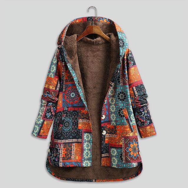 Abrigo con capucha suelto vintage para mujer, abrigo de parka cálido de invierno, prendas de vestir Irfora 3XL