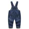 thumbnail image 2 of KIDSCOOL SPACE Salopette en Jean Déchirée Mignonne pour Bébé Garçon Fille, Bleu, 3-4 Ans, 2 of 5