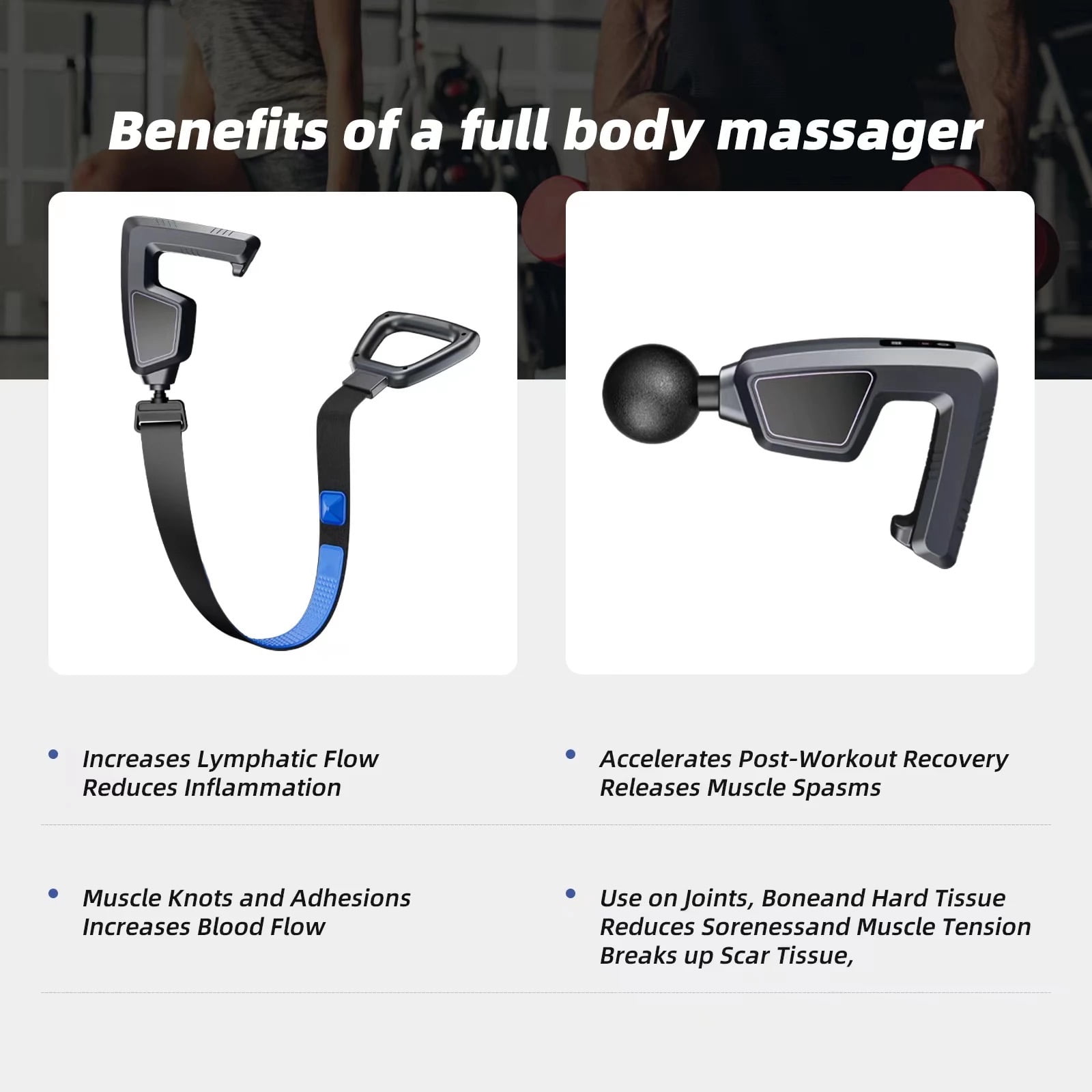 Styles II Total Body Massage Gun with Vibrating Belt + Heat Function to Relieve Tension, Sore Muscle Stiffness for Gym, Office, Home, Post-Workout Recovery.